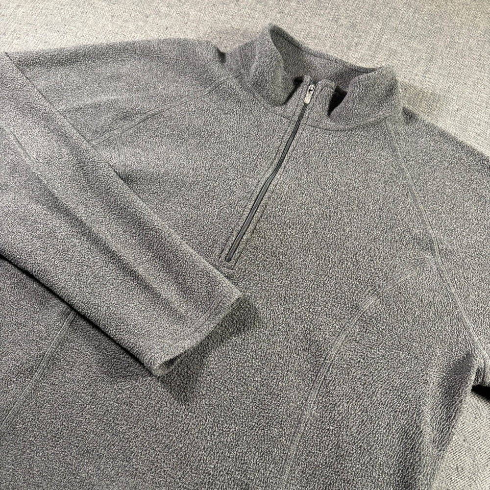 LL Bean Mens Large Gray Fleece 1/4 Zip Pullover Sweater Lightweight Stretch